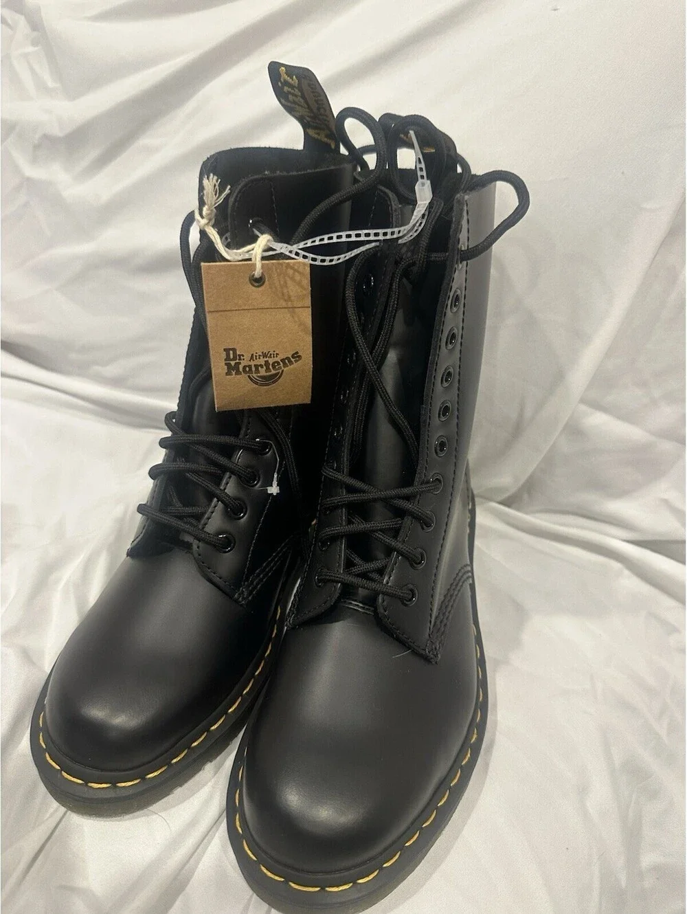 Dr. Martens mid-calf 10 eye Black Leather Lace-Up Combat Boots US 7M/8W